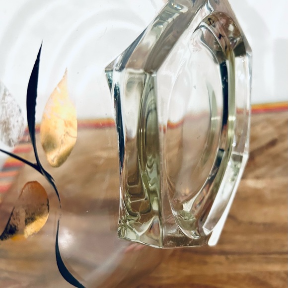 1960's Mid-Century Glass Pink/Gold
Floral Chip & Dip Bowl - Picture 8 of 10